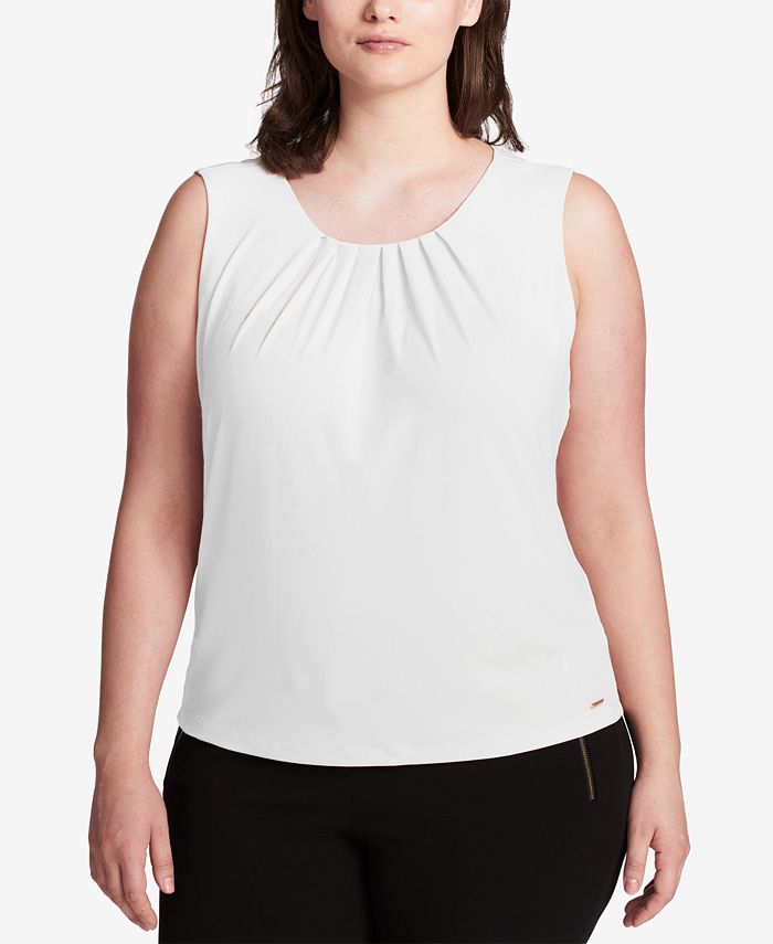 Myrde Grøn Ombord Calvin Klein Plus Size Sleeveless Pleat-Neck Top - Macy's