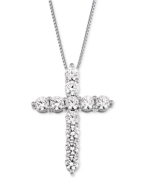 Macy S Star Signature Diamond Cross Pendant Necklace 1 Ct T W In 14k Gold Or White Gold Reviews Necklaces Jewelry Watches Macy S