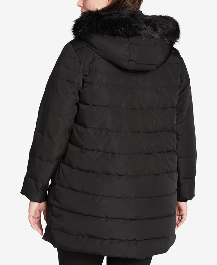 DKNY Plus Size Faux-Fur-Trimmed Down Puffer Coat - Macy's