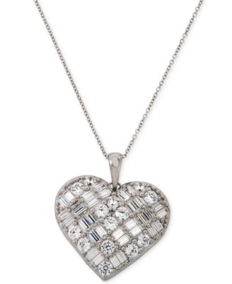 Giani Bernini - Cubic Zirconia Heart Pendant Necklace in Sterling Silver