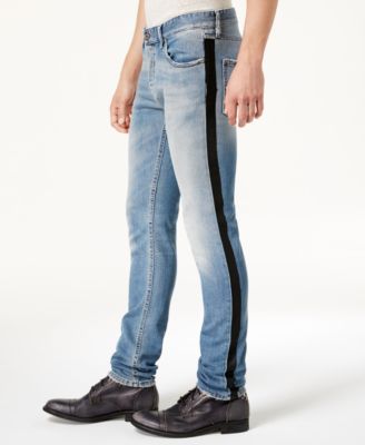 distressed jeans with side stripe
