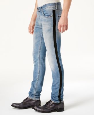 green side stripe jeans