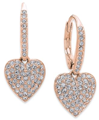 Pav&eacute; Heart Drop Earrings, Created for Macy's