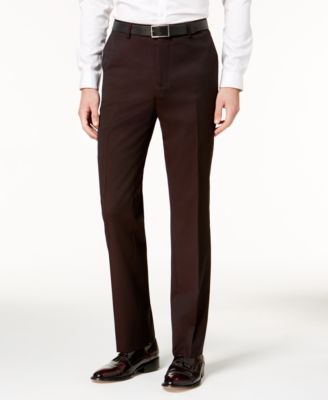 Ben Sherman Men's Slim-Fit Burgundy Stretch Suit