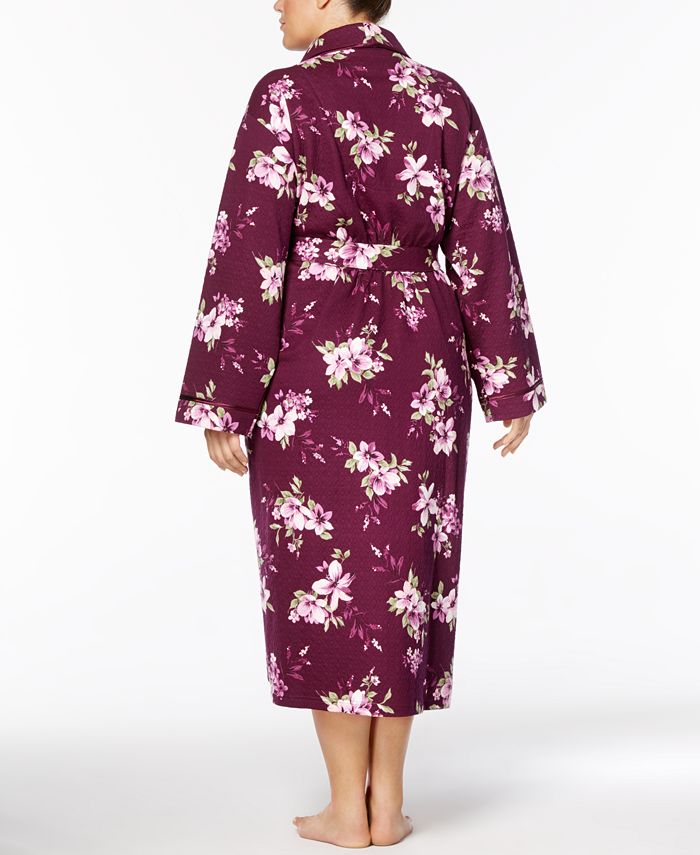 Charter Club Plus Size Long Quilted Cotton Robe, Created for Macy's