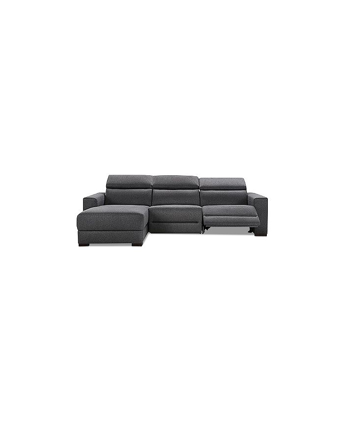 Furniture Nevio 3Pc. Fabric Sectional Sofa with Chaise, 1 Power