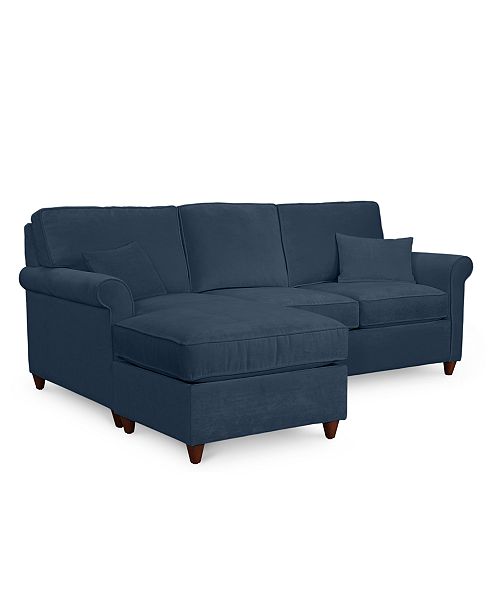 alfani Furniture Lidia 82" Fabric 2-Pc. Reversible Chaise Sectional Sofa with Storage Ottoman - Custom Colors Created for Macy's Furniture