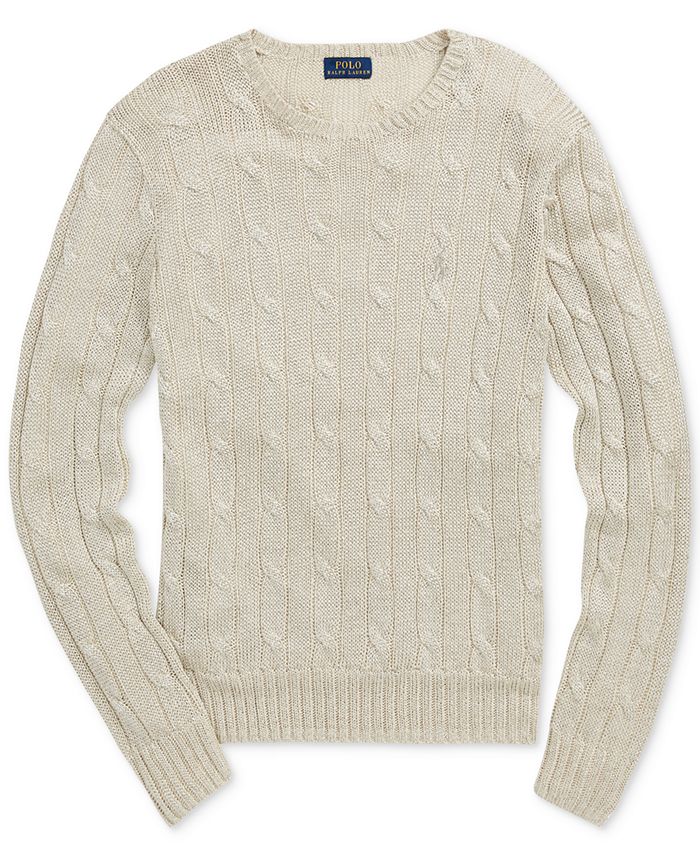 Polo Ralph Lauren Metallic Cable-Knit Sweater - Macy's