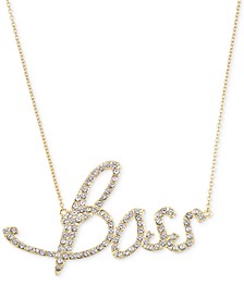 Crystal Boss Pendant Necklace in 18k Gold over Sterling Silver