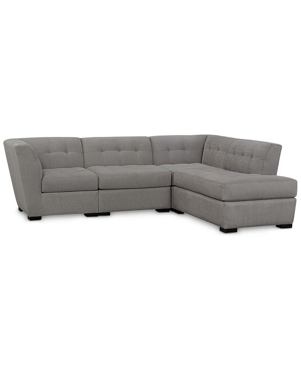 Furniture Roxanne II Performance Fabric 4Pc. Modular Sofa with Bumper