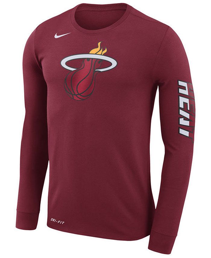Nike Men's Miami Heat Dri-FIT Cotton Logo Long Sleeve T-Shirt - Macy's