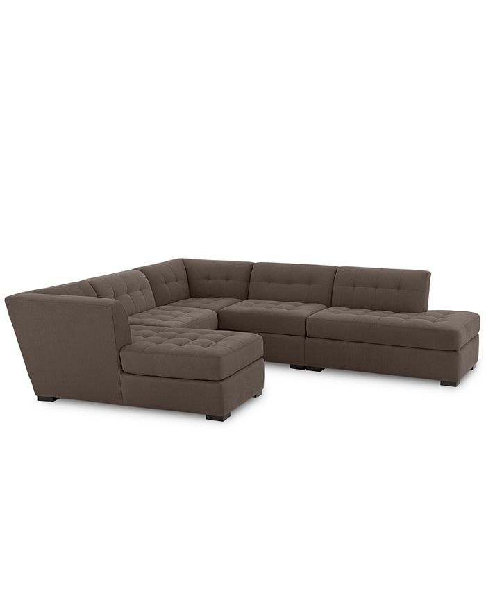 Furniture Roxanne II Performance Fabric 5Pc. Modular Sofa with Bumper