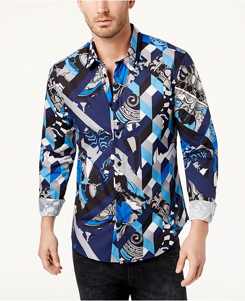 Versace Men S Printed Shirt Reviews Casual Button Down Shirts