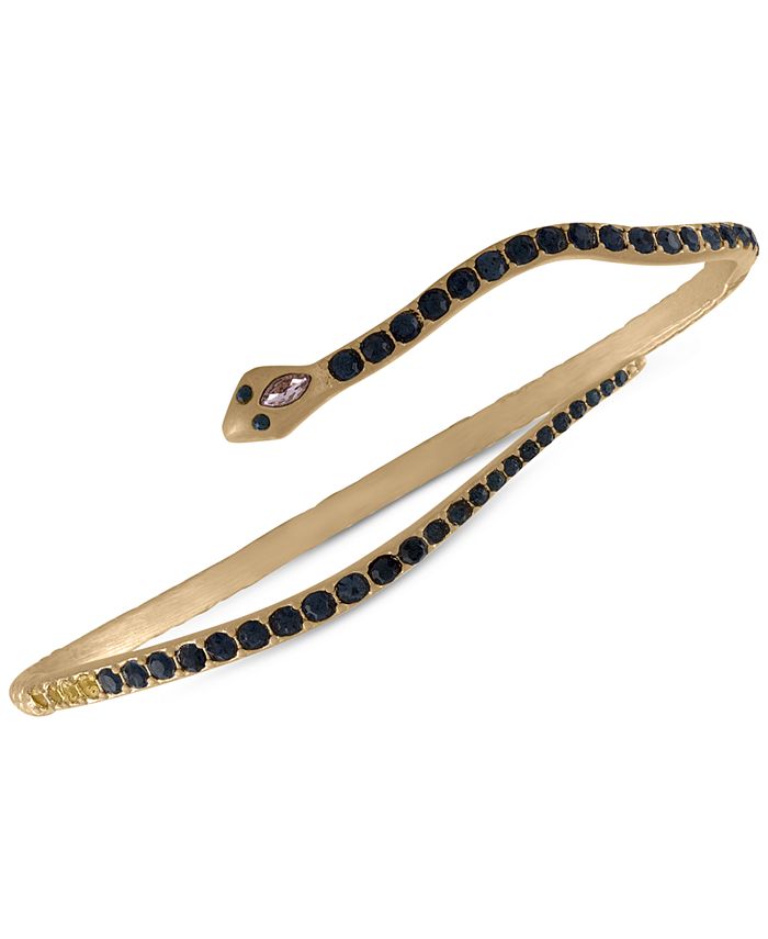 RACHEL Rachel Roy Gold-Tone Black & Pink Stone Snake Bangle Bracelet ...