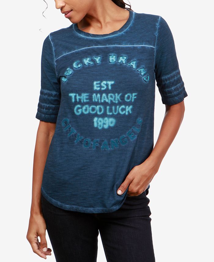 Lucky Brand Cotton Graphic-Print T-Shirt & Reviews - Tops - Women - Macy's
