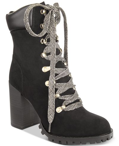 Material Girl Hazil Lace-Up Booties, Created for Macy's - Boots - Shoes ...