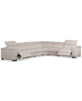 Nevio 6-Pc. Fabric "L" Shaped Sectional Sofa with 2 Power Recliners and Articulating Headrests, Created for Macy's