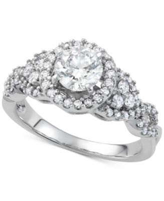 Diamond Engagement Ring (1-1/2 ct. t.w.) in 14k White Gold - Macy's