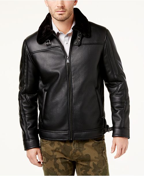 Inc International Concepts I N C Men S Faux Leather Bomber Jacket