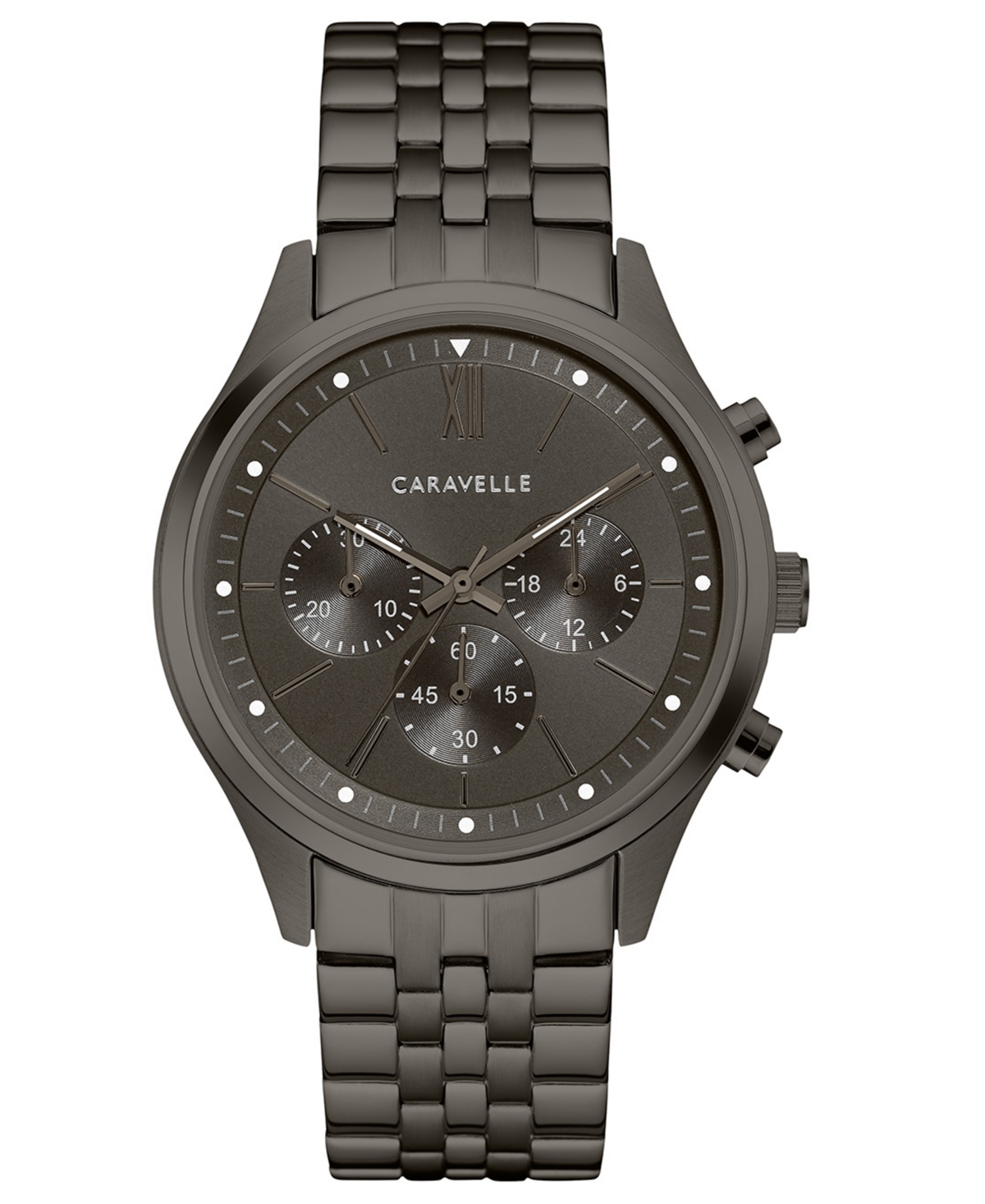 Designed by Bulova Men's Chronograph Gunmetal Stainless Steel Bracelet Watch 41mm