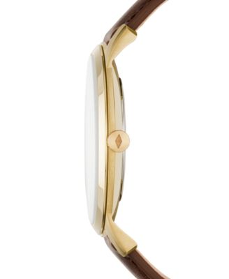 Fossil Men's Minimalist Brown Leather Strap Watch 44mm