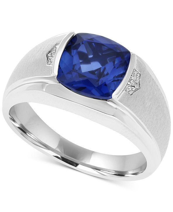Macy's Men's Lab-Created Blue Sapphire (5 ct. t.w.) & Diamond Accent ...