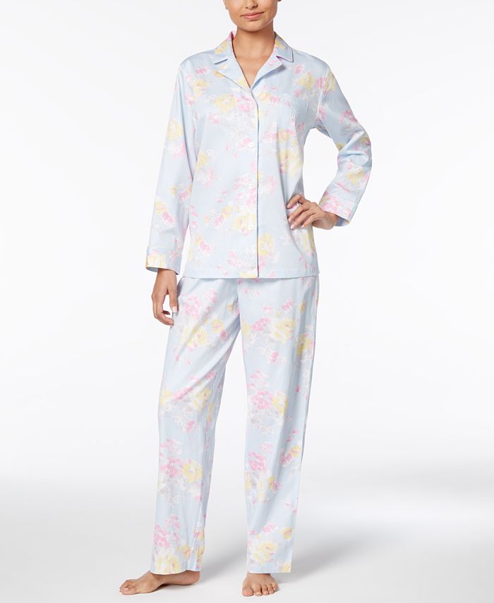 Lauren Ralph Lauren Petite Floral-Print Sateen Pajama Set - Macy's