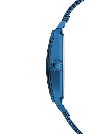 GUESS - Men's Diamond-Accent Blue Stainless Steel Mesh Bracelet Watch 40x35mm