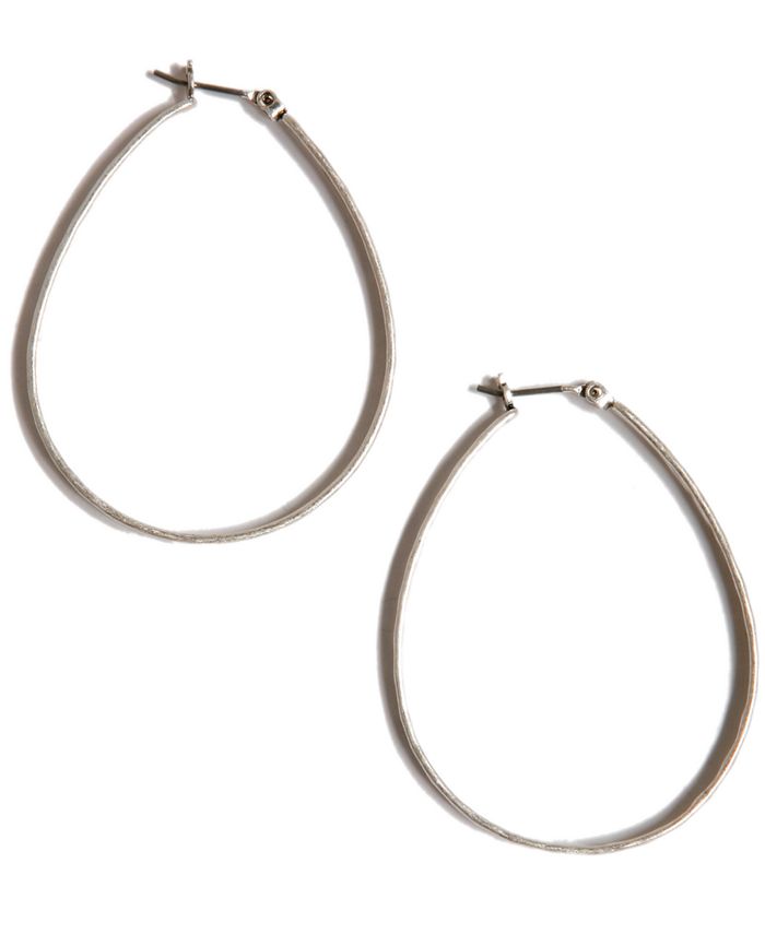 Lucky Brand - Earrings, Medium Oblong Silver-Tone Hoop