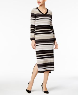 NY Collection - Petite Striped Sweater Dress