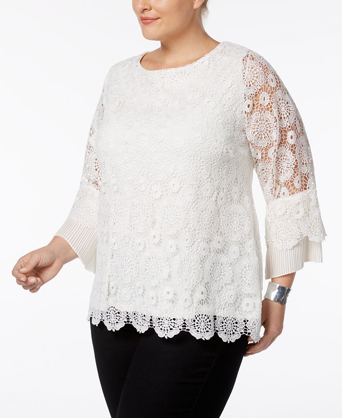 Charter Club Plus Size Lace Top, Created for Macy's - Macy's