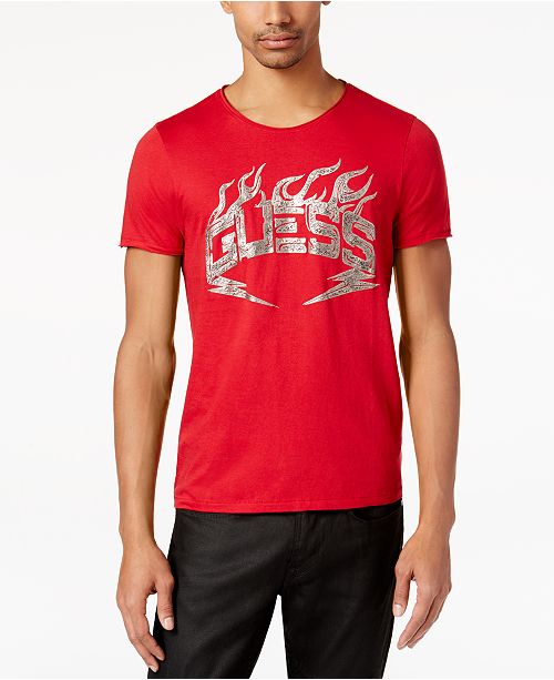 Guess Men S Rockstar Metallic Logo Print T Shirt Reviews T