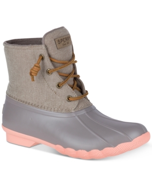 Sperry Women's Saltwater Duck Booties Women's Shoes In Taupe/coral