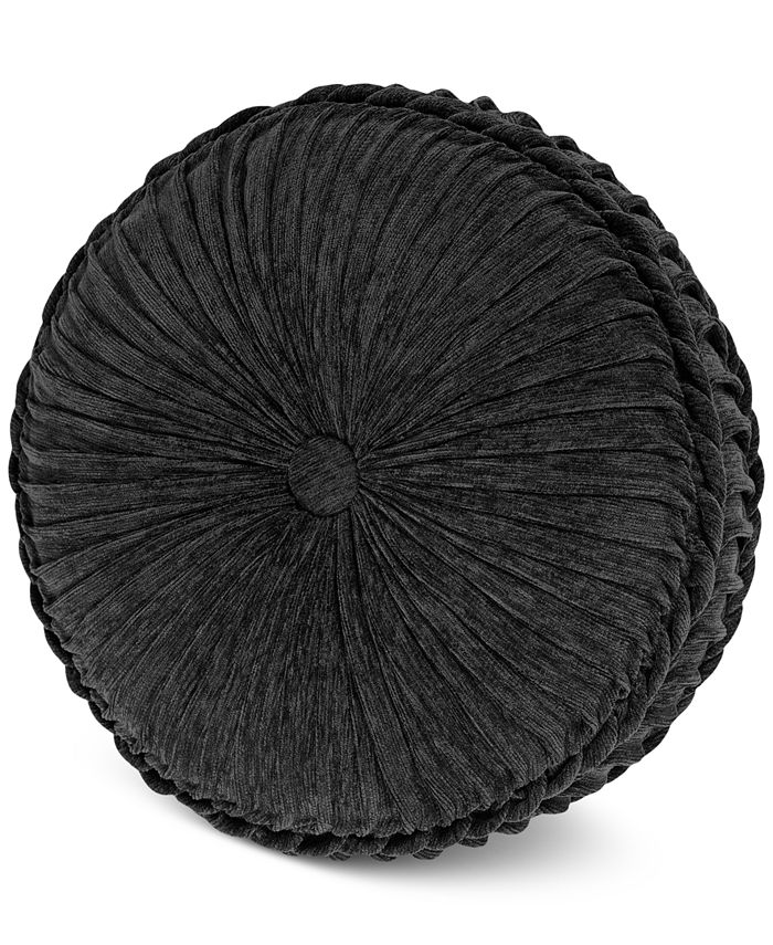 J Queen New York Raffaella Graphite Tufted Round 15" x 4" Decorative