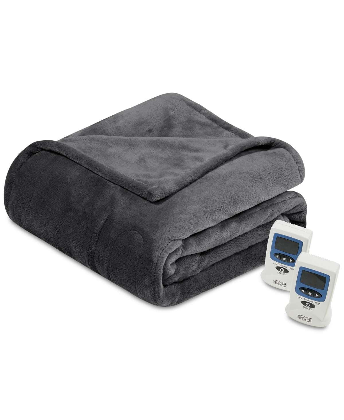 Beautyrest Plush Blanket, Twin In Grey