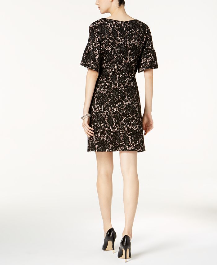 Ivanka Trump Bell-Sleeve Lace-Print Dress - Macy's