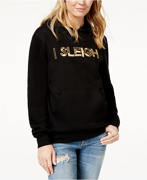 Bow Drape I Sleigh Sequined Hoodie Reviews Tops Juniors