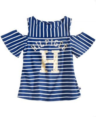 Tommy Hilfiger - Cold Shoulder Logo Cotton T-Shirt, Big Girls (7-16)