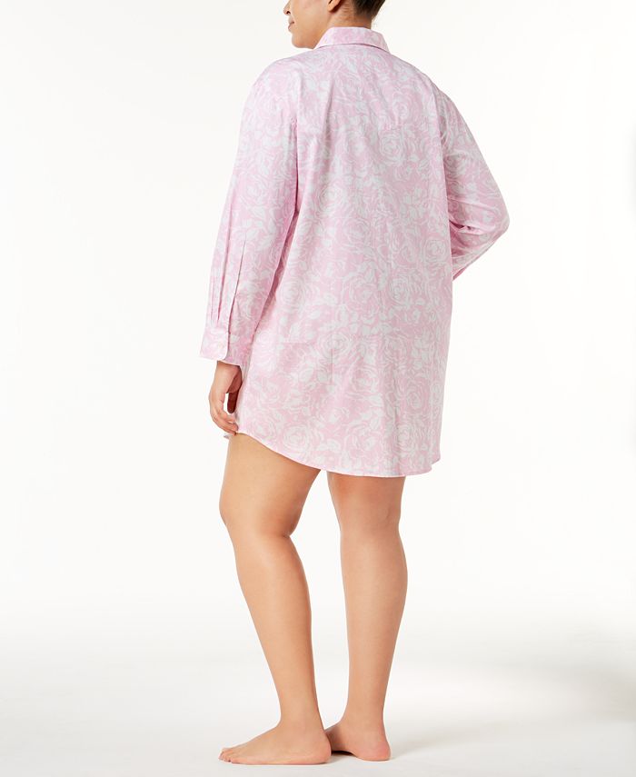 Lauren Ralph Lauren Plus Size Floral-Print Cotton Sleepshirt - Macy's