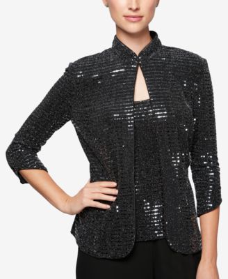 Alex Evenings Petite Metallic Jacket & Shell
