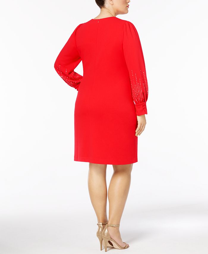 Calvin Klein Plus Size Embellished Long-Sleeve Dress - Macy's