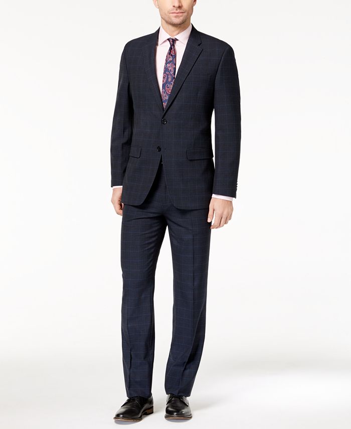 Tommy hilfiger blue windowpane suit on sale