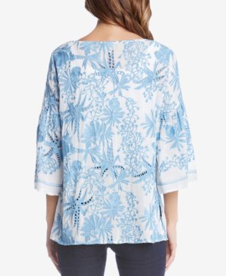 Top Karen Kane Manches Ballon Floral – Taille S, Viscose, Coloris Multi, Parfait Pour Un Look Printanier