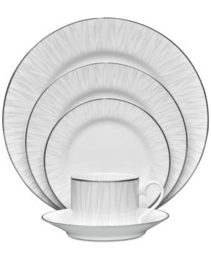 Noritake Glacier Platinum 5-pc. Place Setting In White And Light Grey
