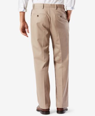 Men's Easy Classic Pleated Fit Khaki Stretch Pants