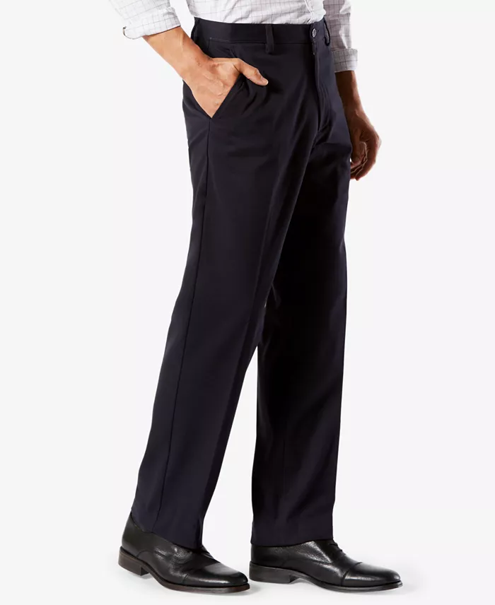 Men's Easy Classic Pleated Fit Khaki Stretch Pants - thumbnail 3