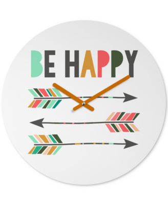 Deny Designs - Chelcey Tate Be Happy Round Clock