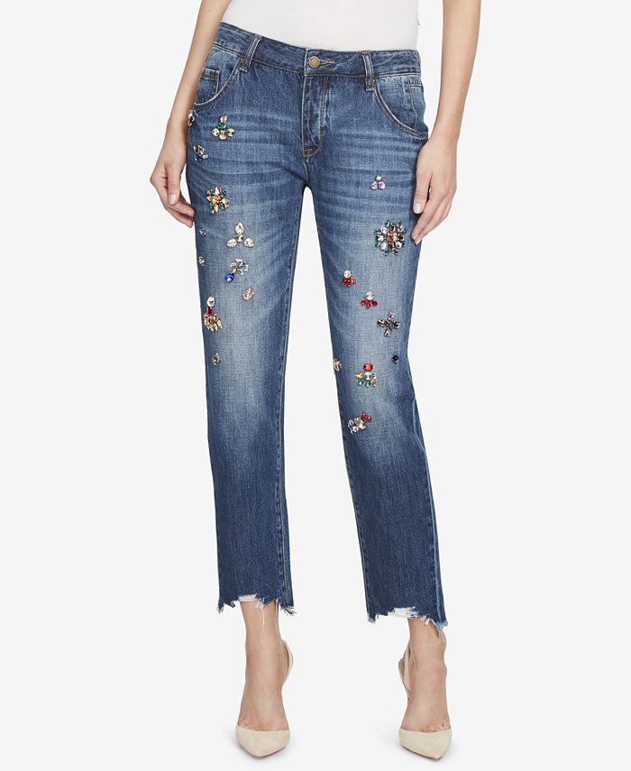 WILLIAM RAST Jewel-Embellished Cotton Boyfriend Jeans - Macy's