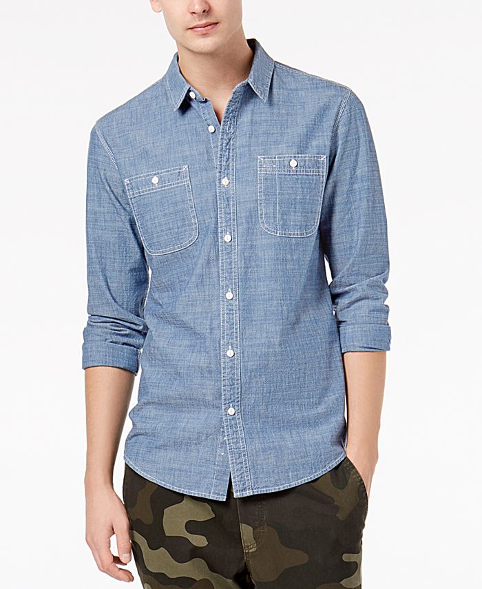 American Rag Men's Chambray Oxford Shirt, Created for Macy's & Reviews ...