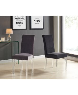 Dalia Modern and Contemporary Dining Chair in Black Velvet with Acrylic Legs - Set of 2